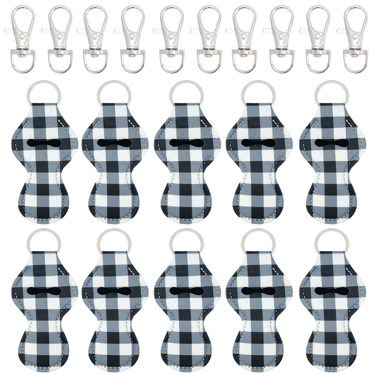 Wrapables 10 Pack Chapstick Holder Keychain with 10 Pieces Metal Clasps